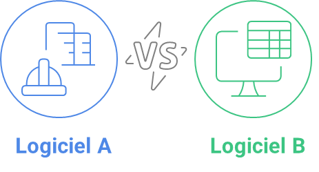 Logiciel A contre Logiciel B